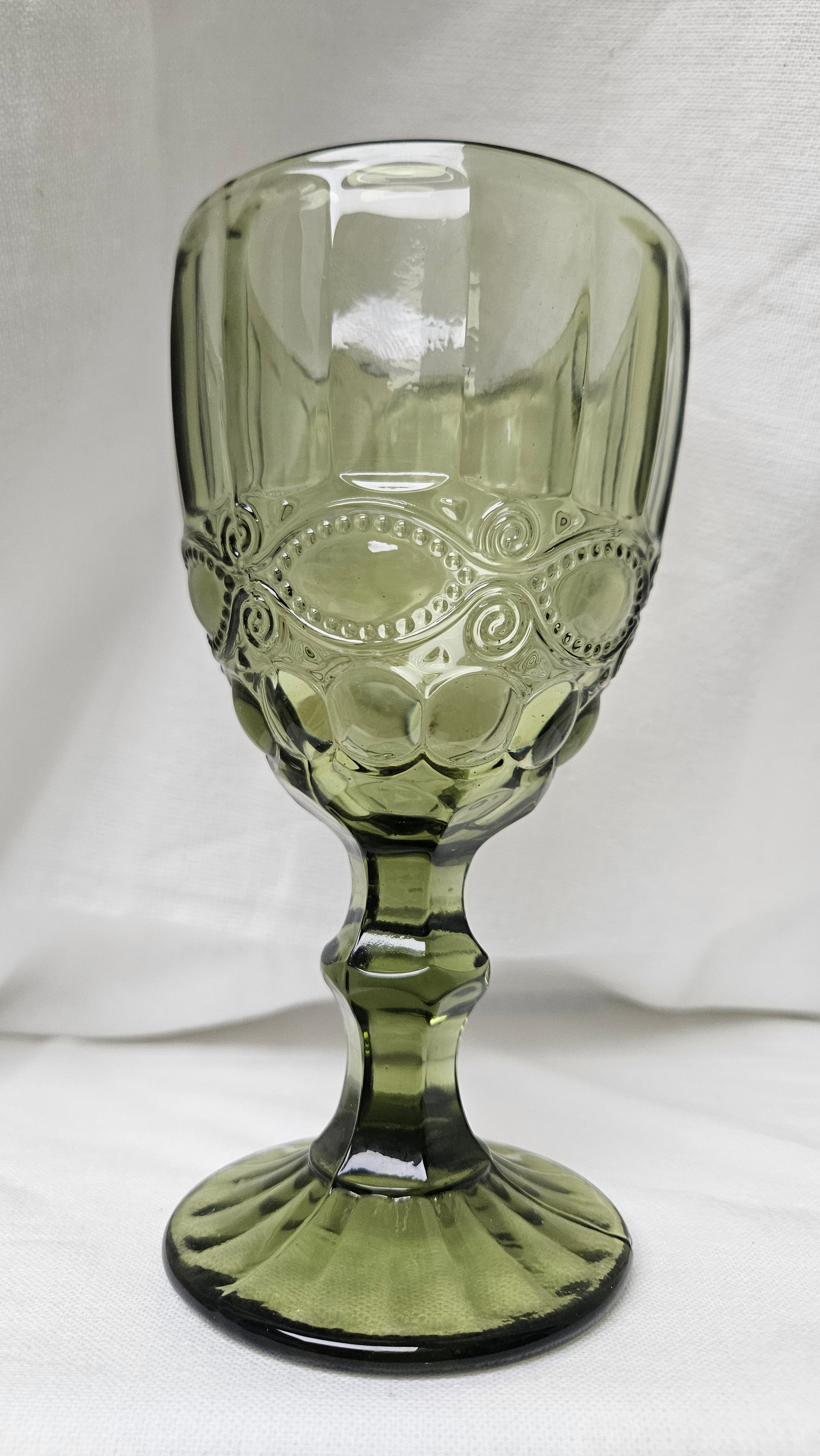 Green Ornate Glass Goblet